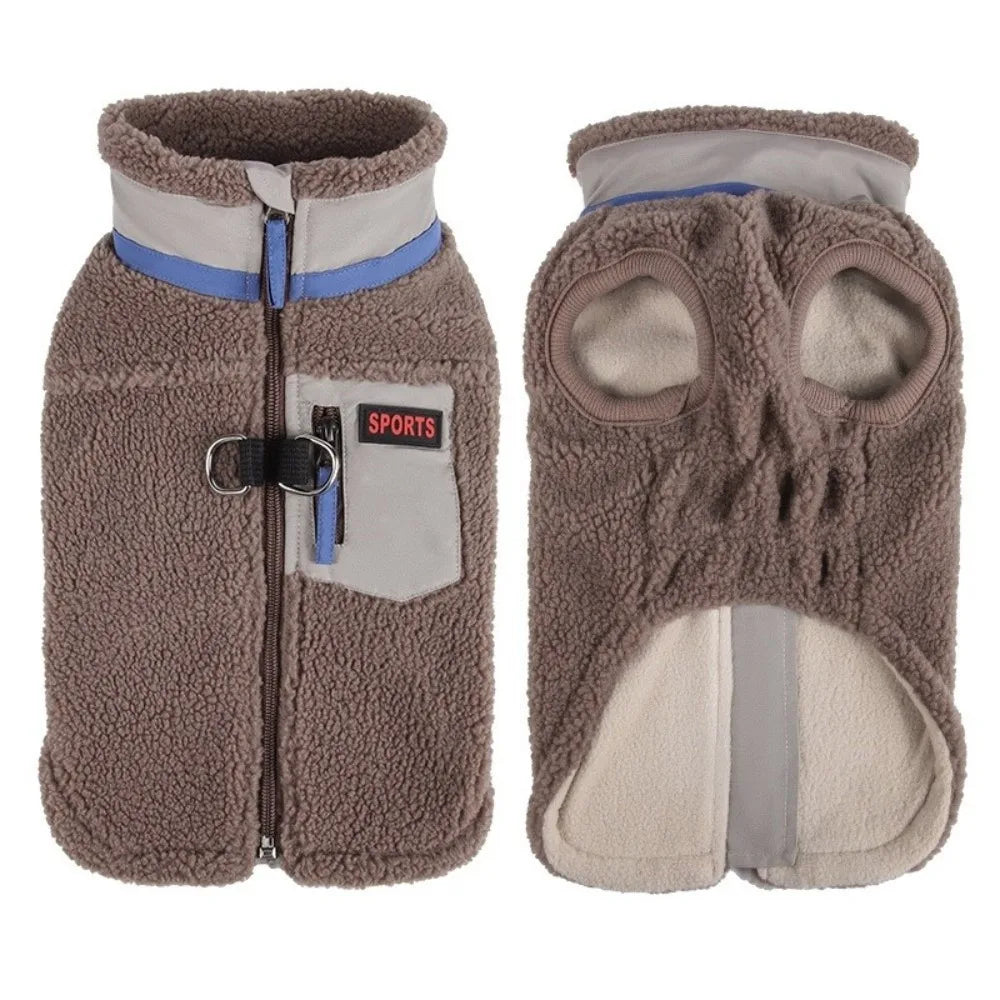 Teddyväst med ficka, valnöt, från ryggen och undersidan