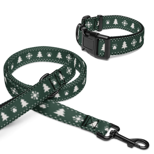 Julset med halsband och koppel i Granskog